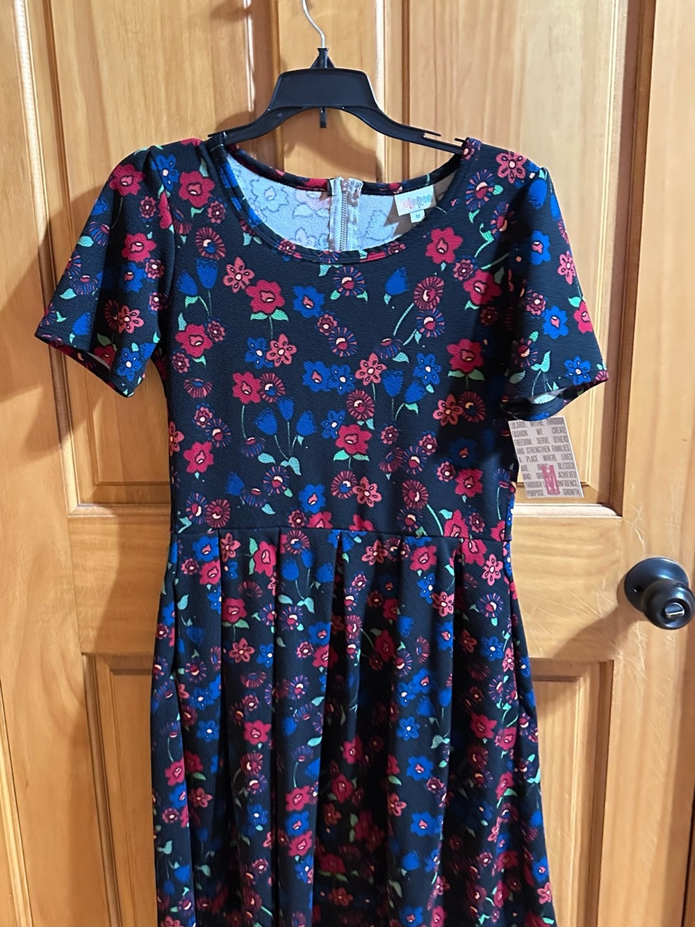 LuLaRoe Floral Amelia Dress with Red and Blue